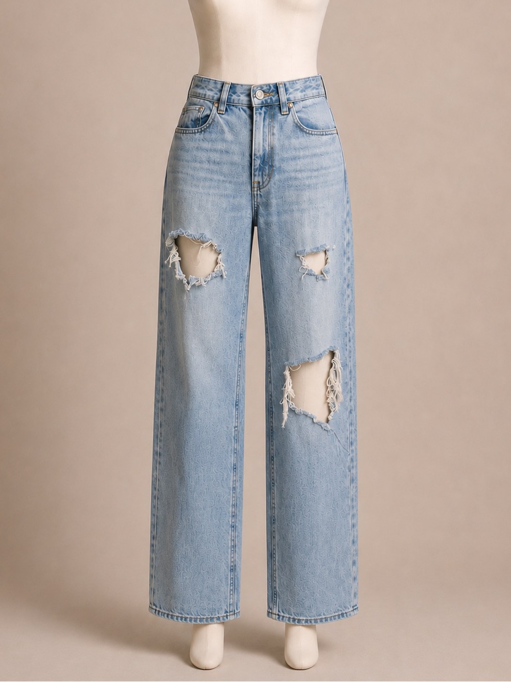 PacSun High Rise Ripped Distressed Straight Leg Jeans Light Wash 26